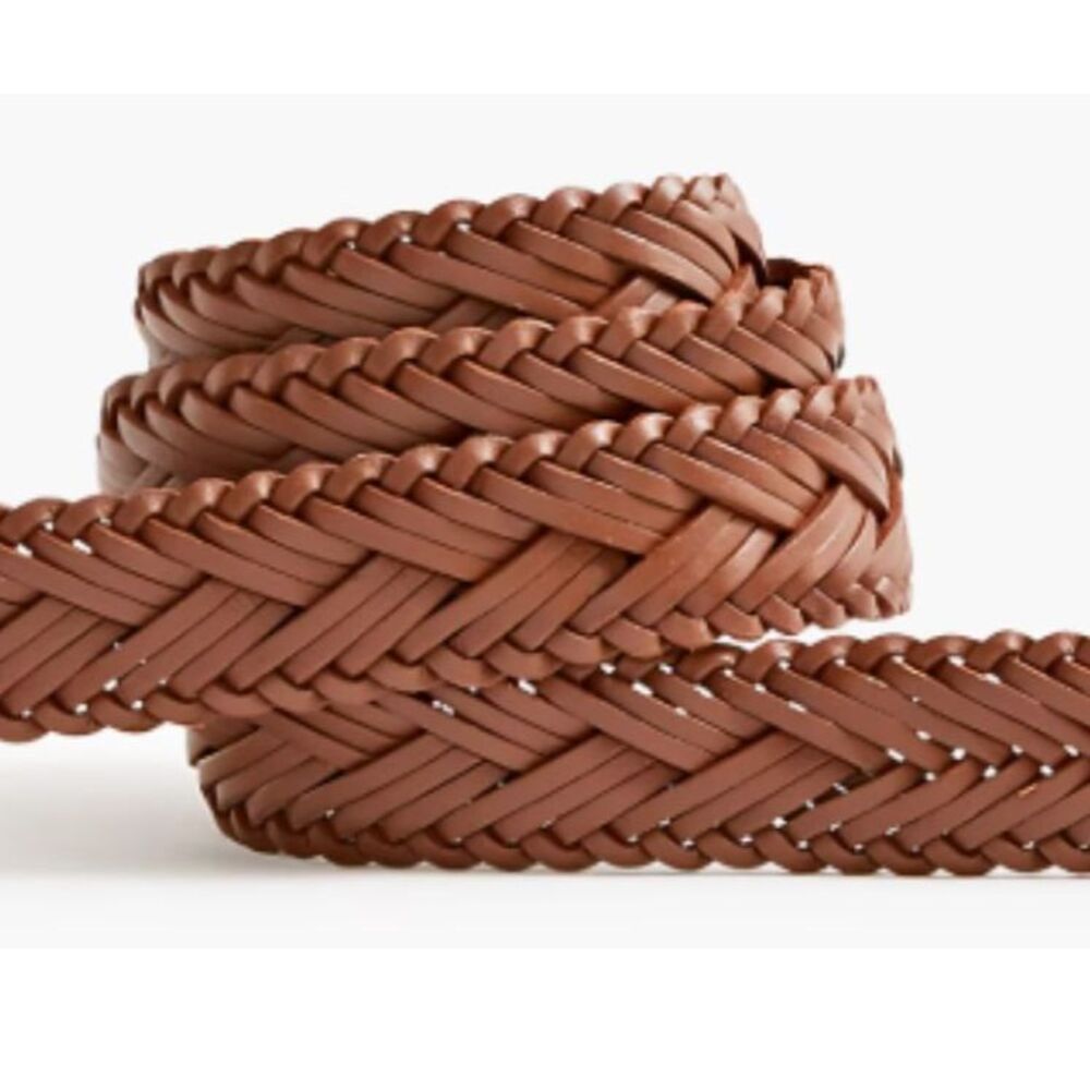 J Crew Womens Woven Breaded Belt 100% Classic Brown M 44"